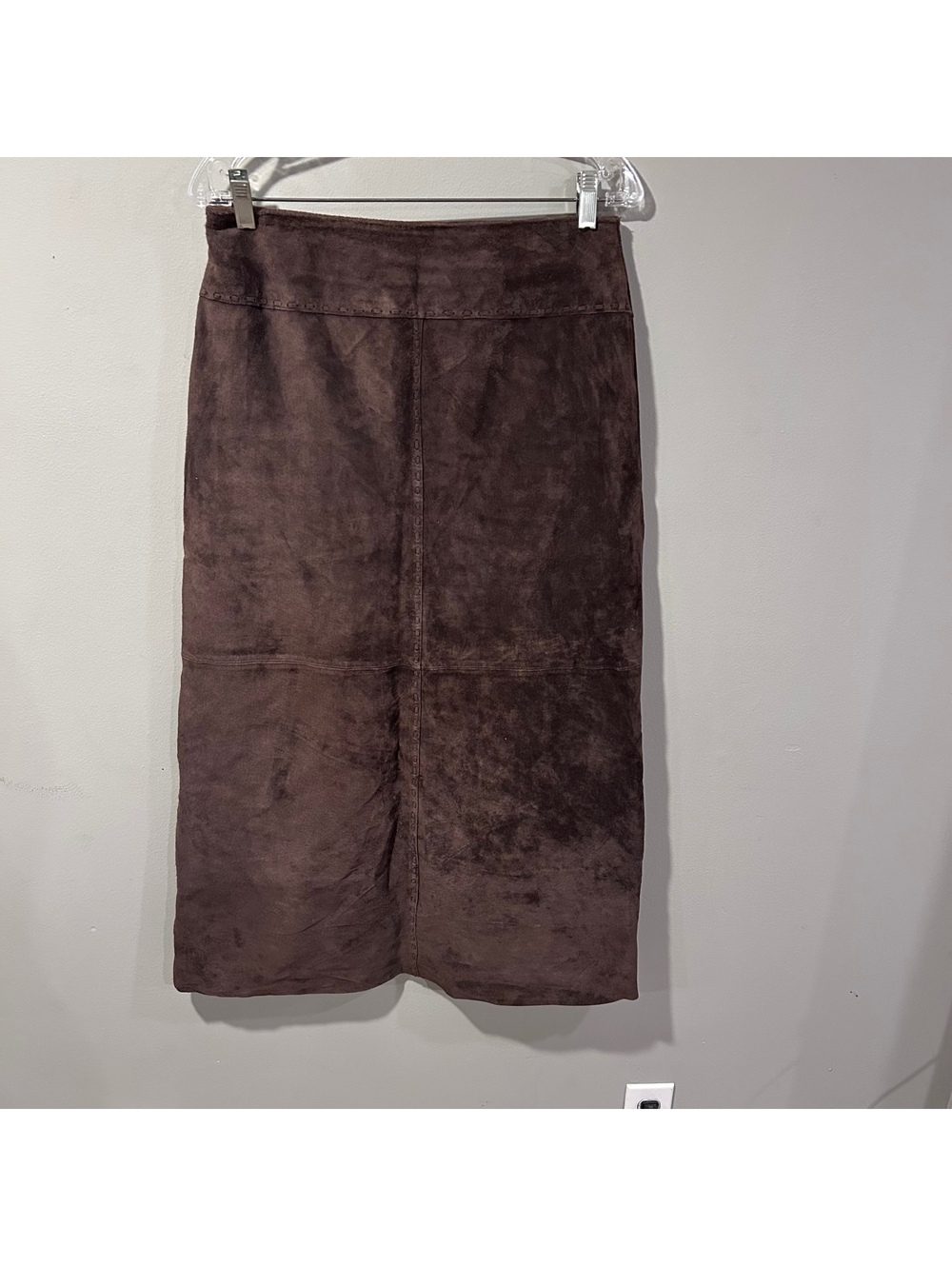Vintage Margaret Godfrey Skirt Genuine Suede Brown Long Skirt Womens 14